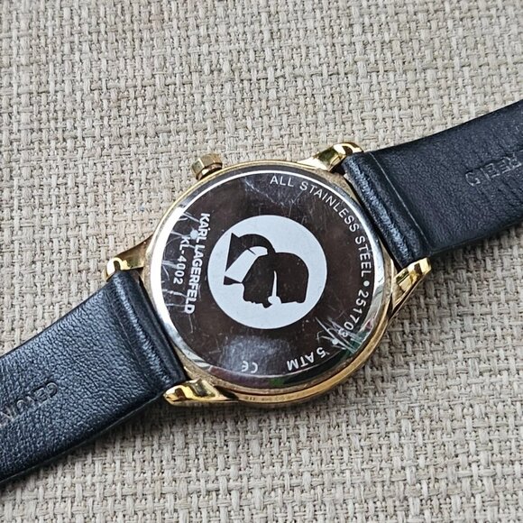 Karl Lagerfeld Women Watch Black Leather Band Gold Tone Case WristWatch main image 14